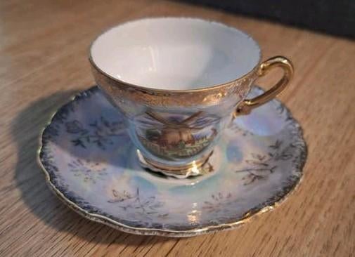Vintage Lusterware kop & schoteltje Windmolen, Antiek en Kunst, Ophalen of Verzenden