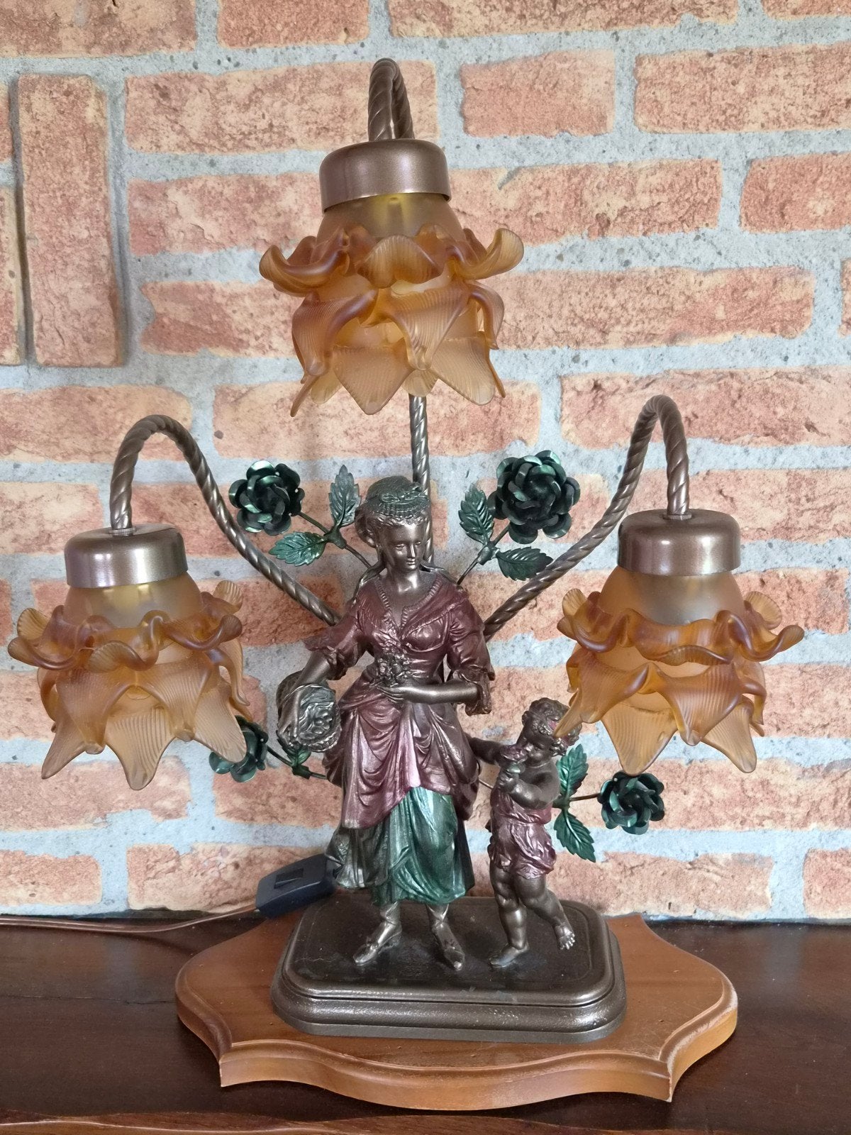 Grote Vintage Hollywood Regency Tafellamp met Figuren, Antiek en Kunst, Ophalen of Verzenden
