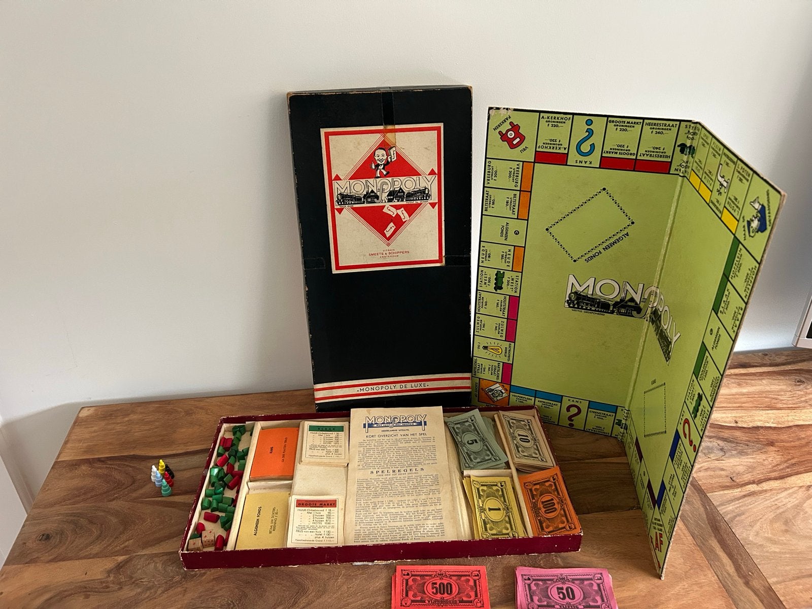 Vintage Monopoly de Luxe Bordspel - Smeets & Schippers, Hobby en Vrije tijd, Drie of vier spelers, Ophalen of Verzenden, Gebruikt