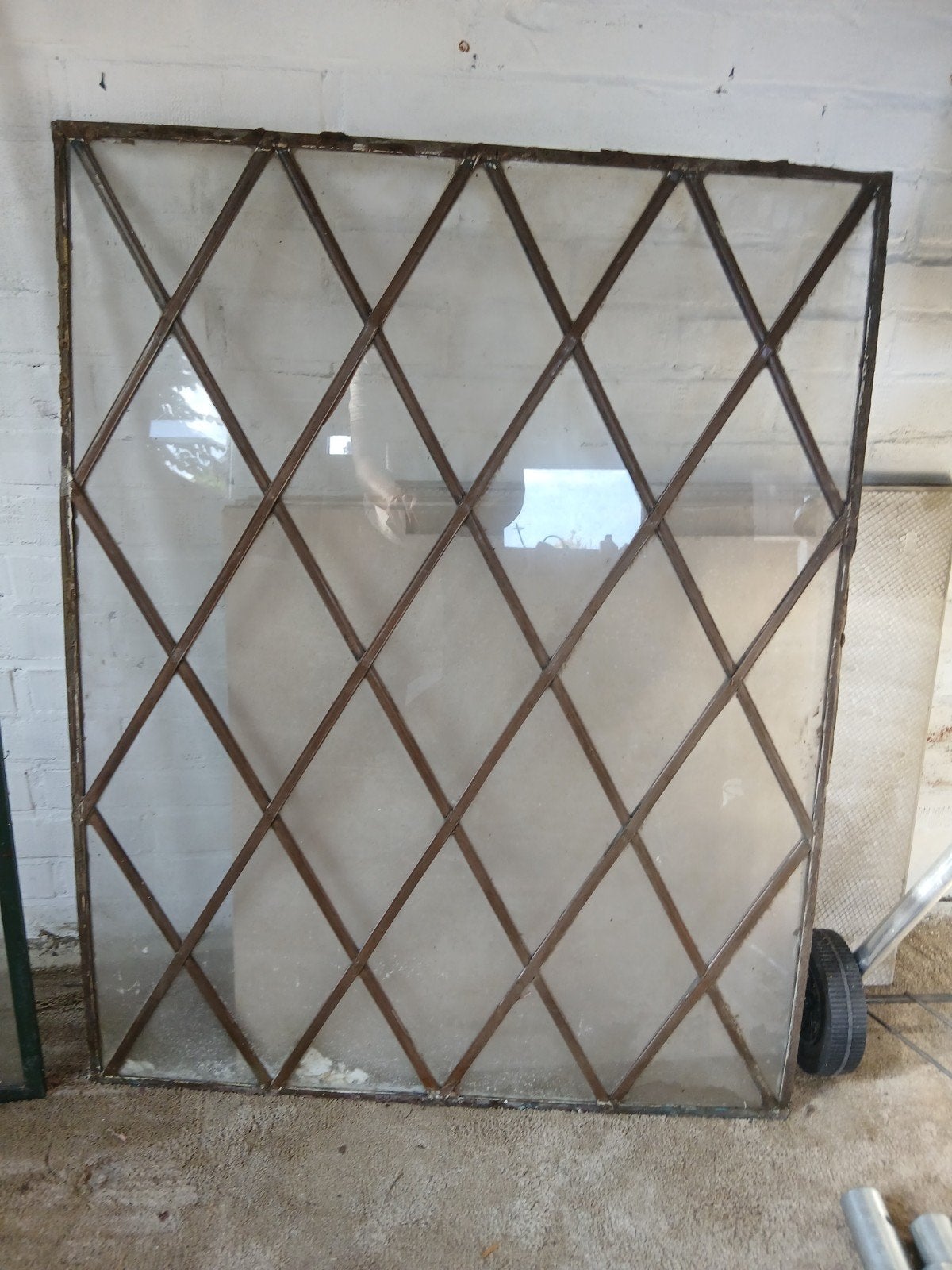 Authentiek Glas in Lood Raam - 72x92 cm, Ophalen, Gevelraam of Ruit, Gebruikt, Glas in lood