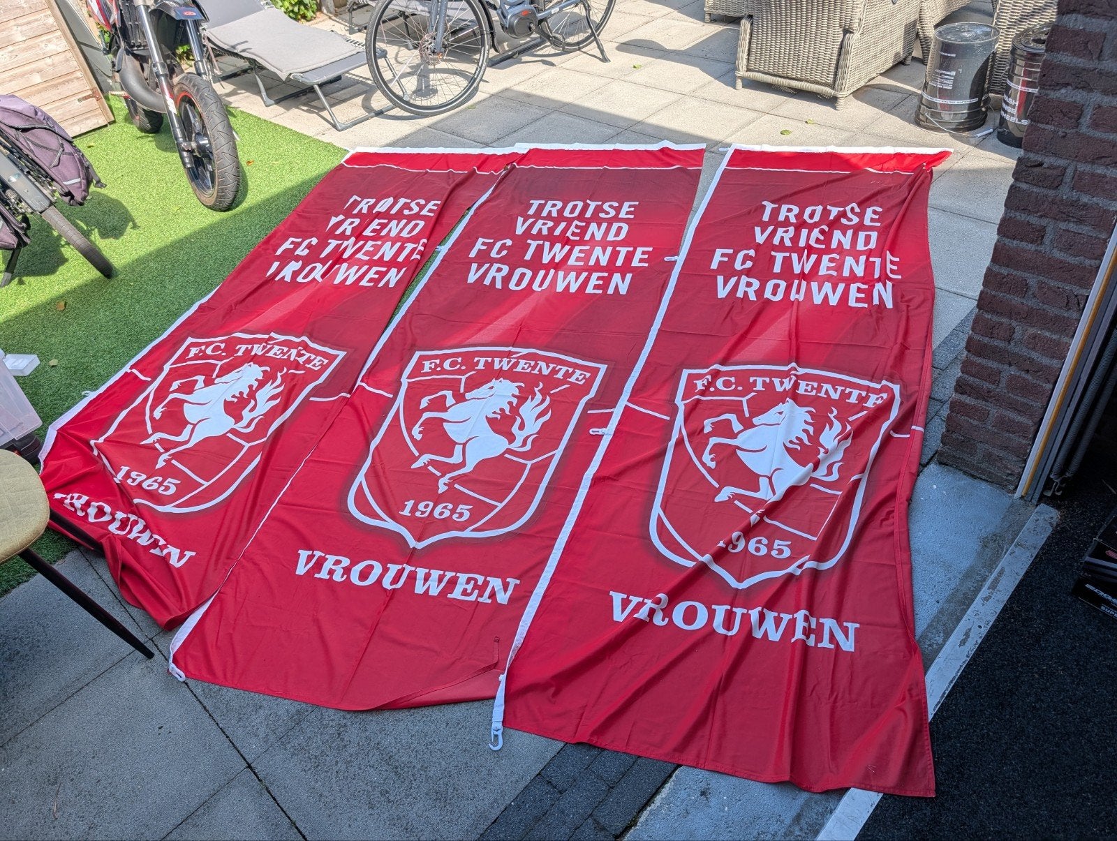 Fc Twente banier vlag 3 stuks, Diversen, Ophalen of Verzenden