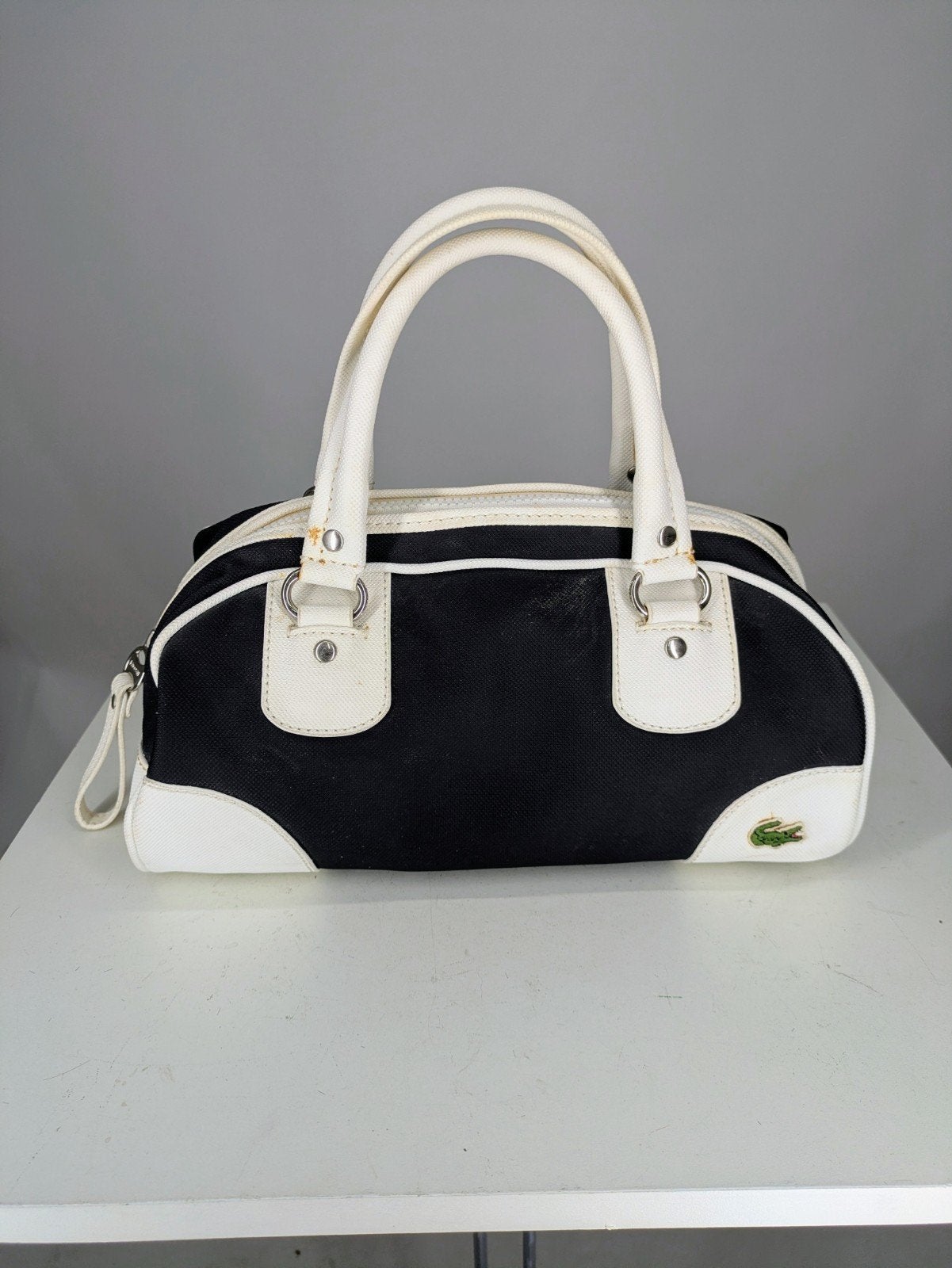 Vintage Lacoste Bowling tas zwart/wit, Gebruikt, Zwart, Ophalen of Verzenden, 23 Rue de Provence, 75009 Paris, France