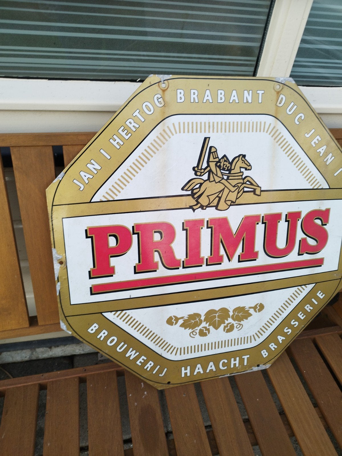 Dubbelzijdig Primus Brouwerij Haacht reclamebord, Ophalen of Verzenden