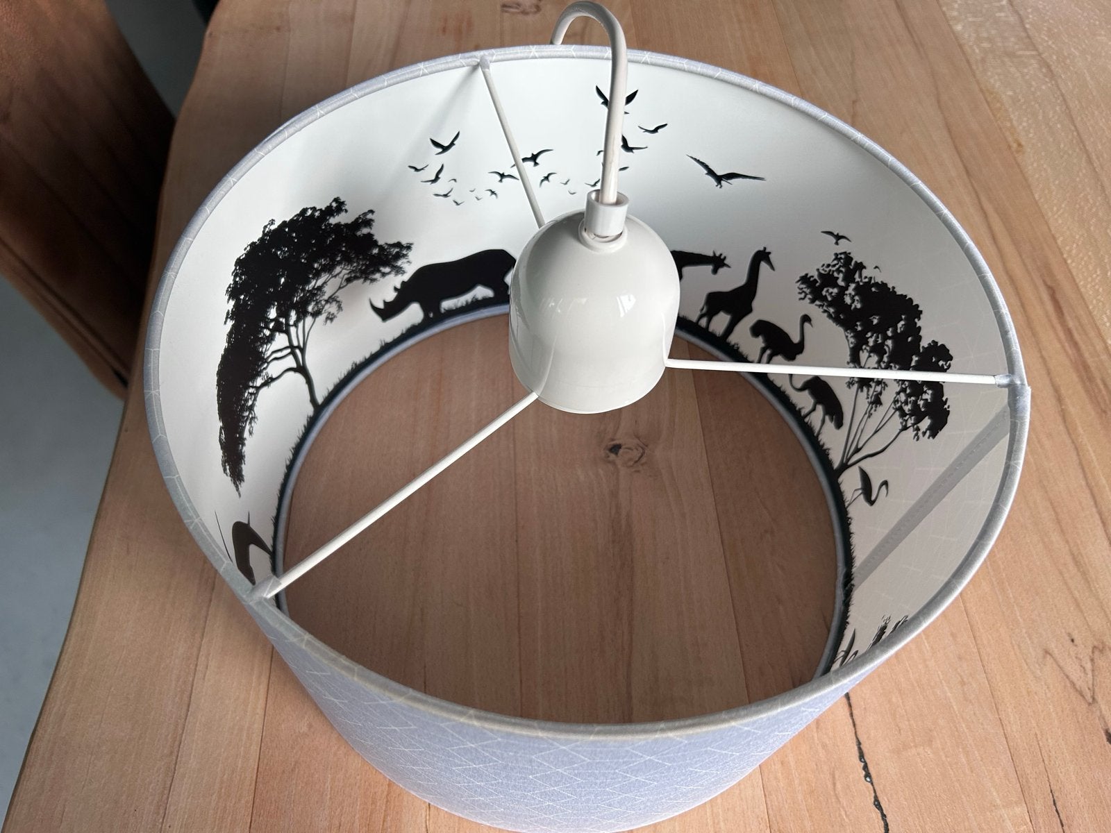 Hanglamp met safari dieren print, Hanglamp, Rond, Ophalen of Verzenden, Zo goed als nieuw
