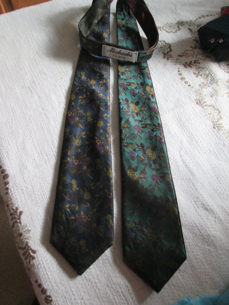 Michaelis Fourtie ,bloemmotief, vintage polyeter, heel apart, Ophalen of Verzenden, Zo goed als nieuw, Blauw