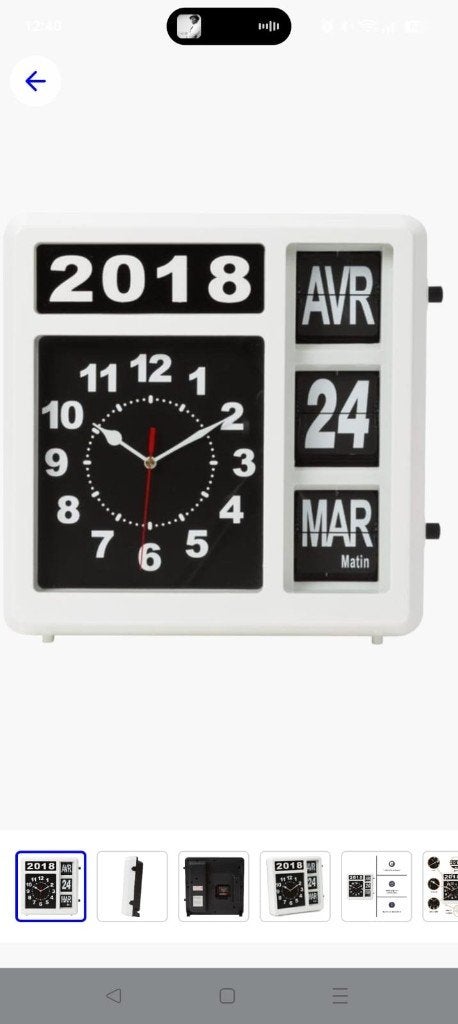 Analoge kalenderklok 31x31cm met groot flip-over display, Analoog, Ophalen of Verzenden, Zo goed als nieuw, Kalenderfunctie