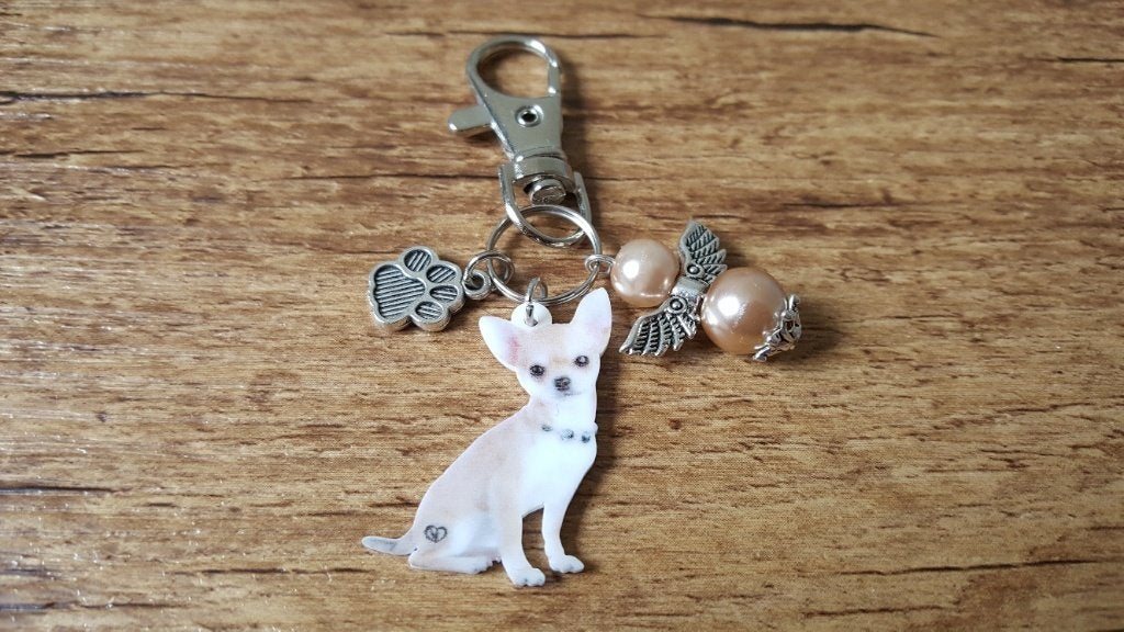 Tashanger Sleutelhanger Chihuahua met beschermengeltje, Verzenden, Nieuw, Overige kleuren, Handtas