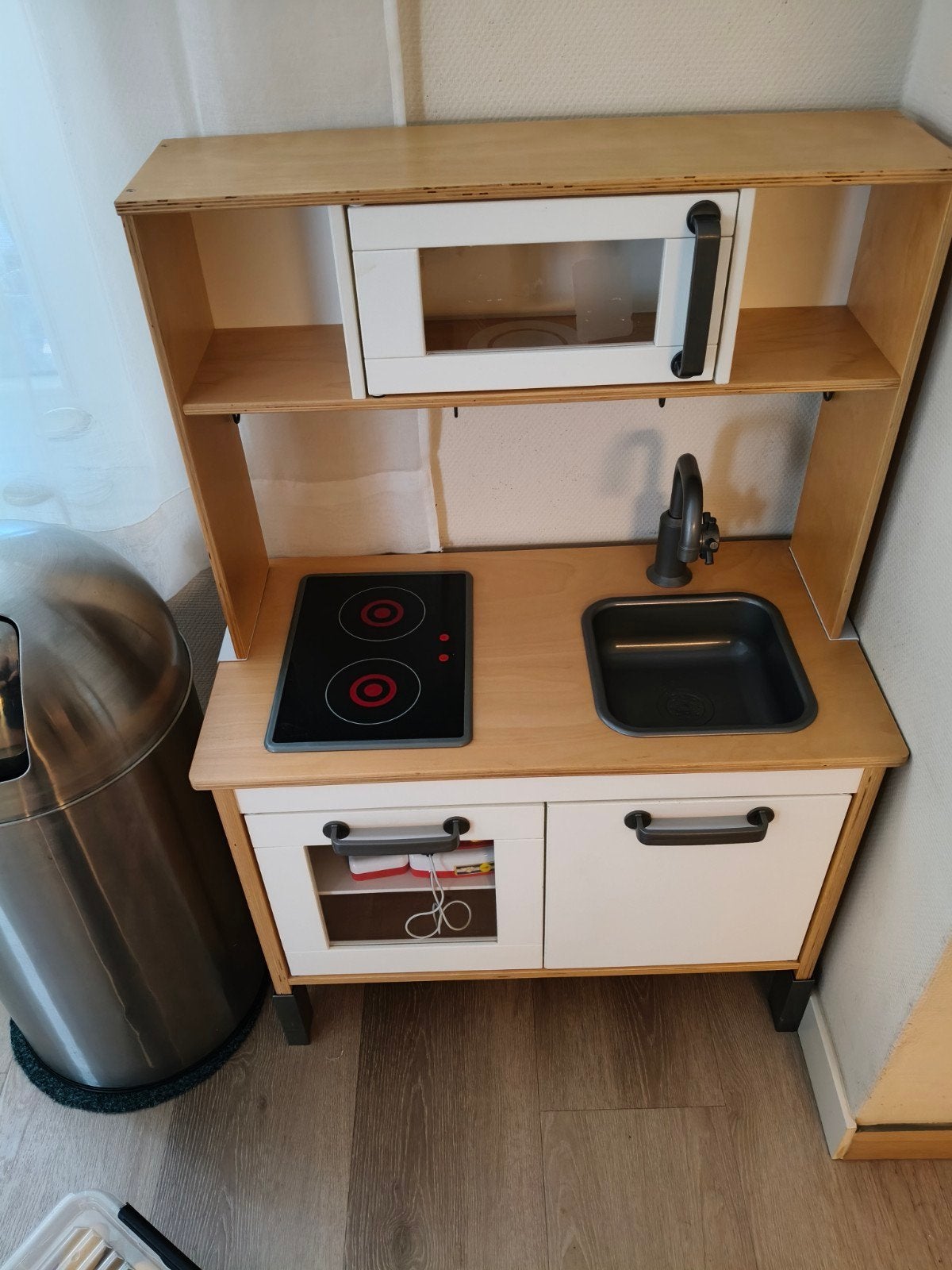 Grote speelgoedkeuken set met winkelwagentje en accessoires, Ophalen, Gebruikt, Knutselen, Met licht