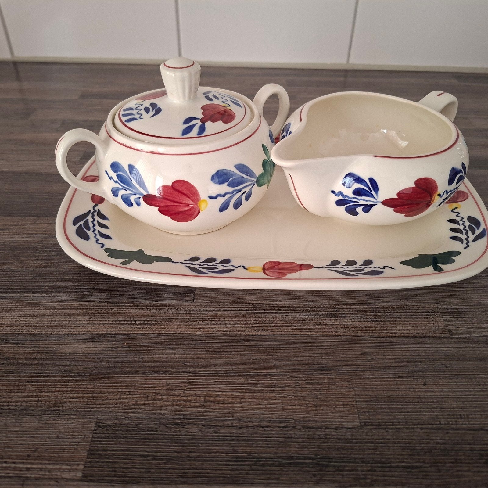 Boerenbont suiker en melk set, Ophalen, Zo goed als nieuw, Aardewerk, Overige typen