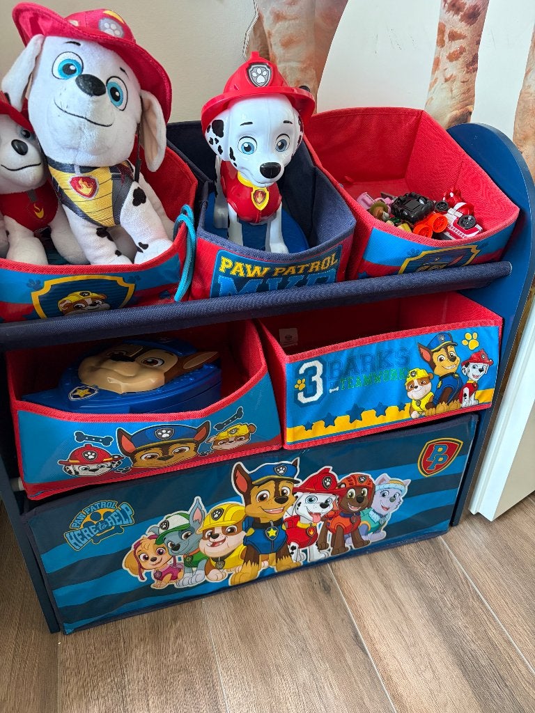 Paw Patrol verzameling met kastje, voertuigen en meer!, Ophalen, Gebruikt
