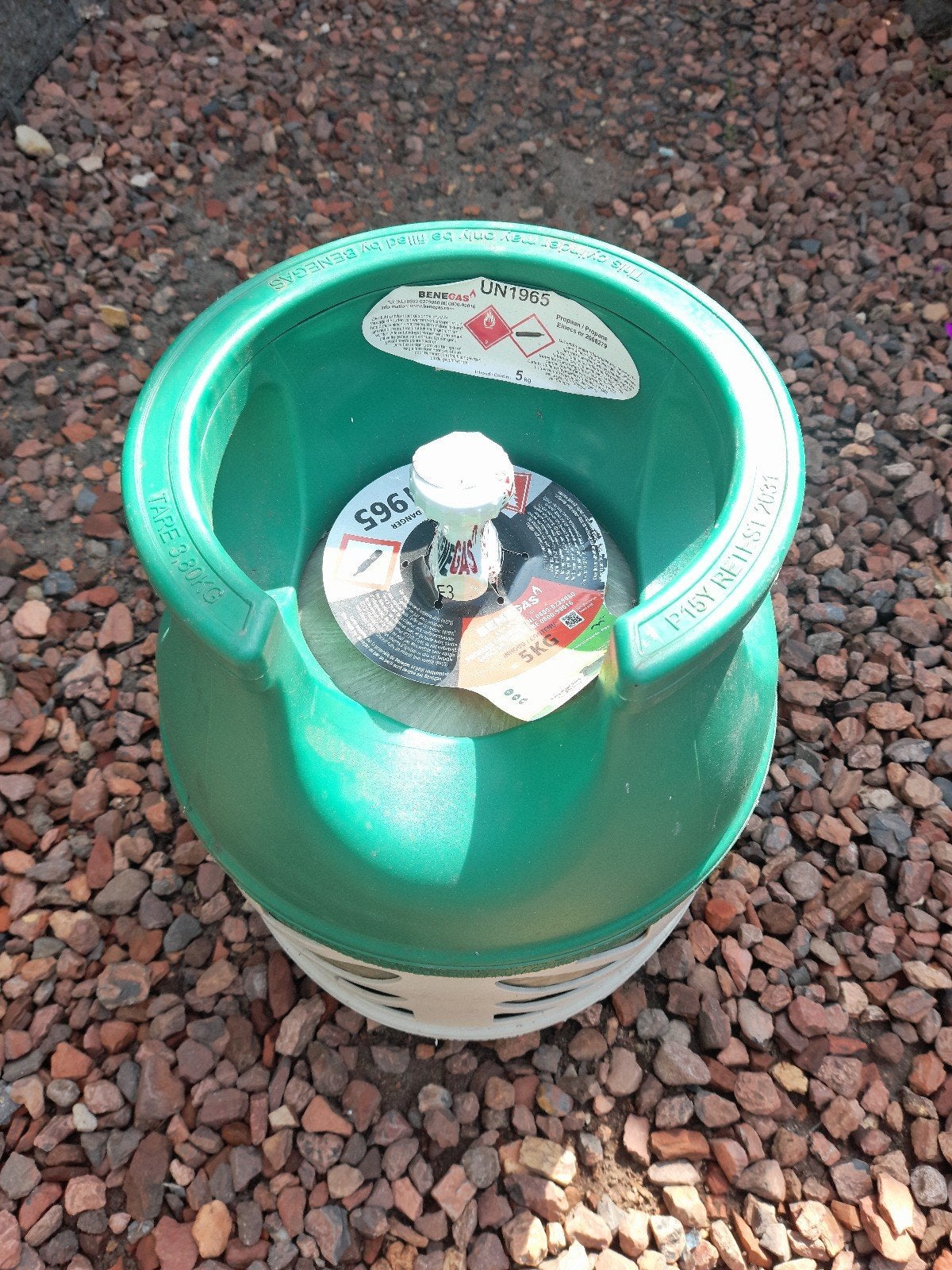 nieuwe volle verzegelde lichtgewicht benegasfles van 5kg, Ophalen of Verzenden, Nieuw