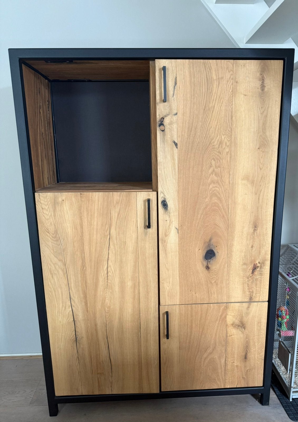 Stoere industriële kast – massief eikenhout – 180 cm, Ophalen, Gebruikt, 70 tot 120 cm, Eikenhout