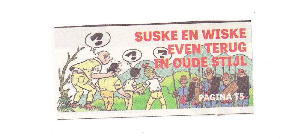 Suske en Wiske knipsel 25 /1 /2020, Ophalen of Verzenden, Suske en Wiske, Zo goed als nieuw, Plaatje, Poster of Sticker