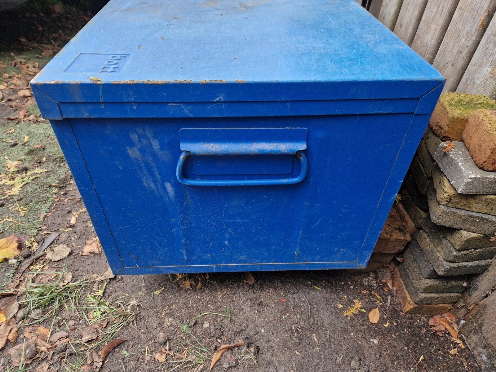 Blauwe metalen gereedschapskist / opbergkist van Bott, Ophalen, Gebruikt