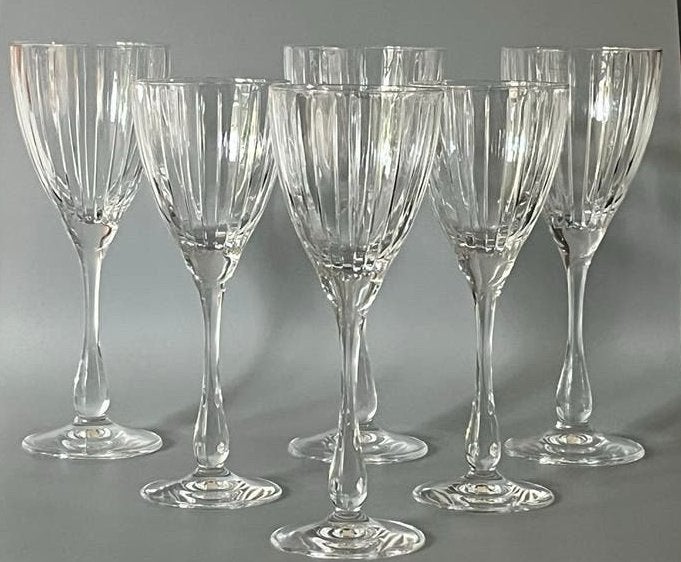 6x Loodkristal Water en Wijnglazen - Zwaar en Zuivere Klank, Antiek en Kunst, Ophalen of Verzenden