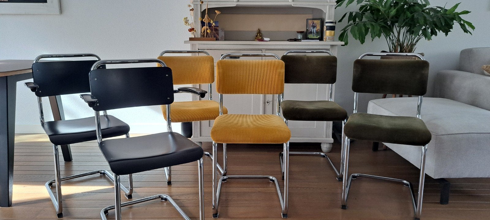 6  gispen eetkamerstoelen, Huis en Inrichting, Ophalen, Gebruikt, Overige kleuren, Metaal