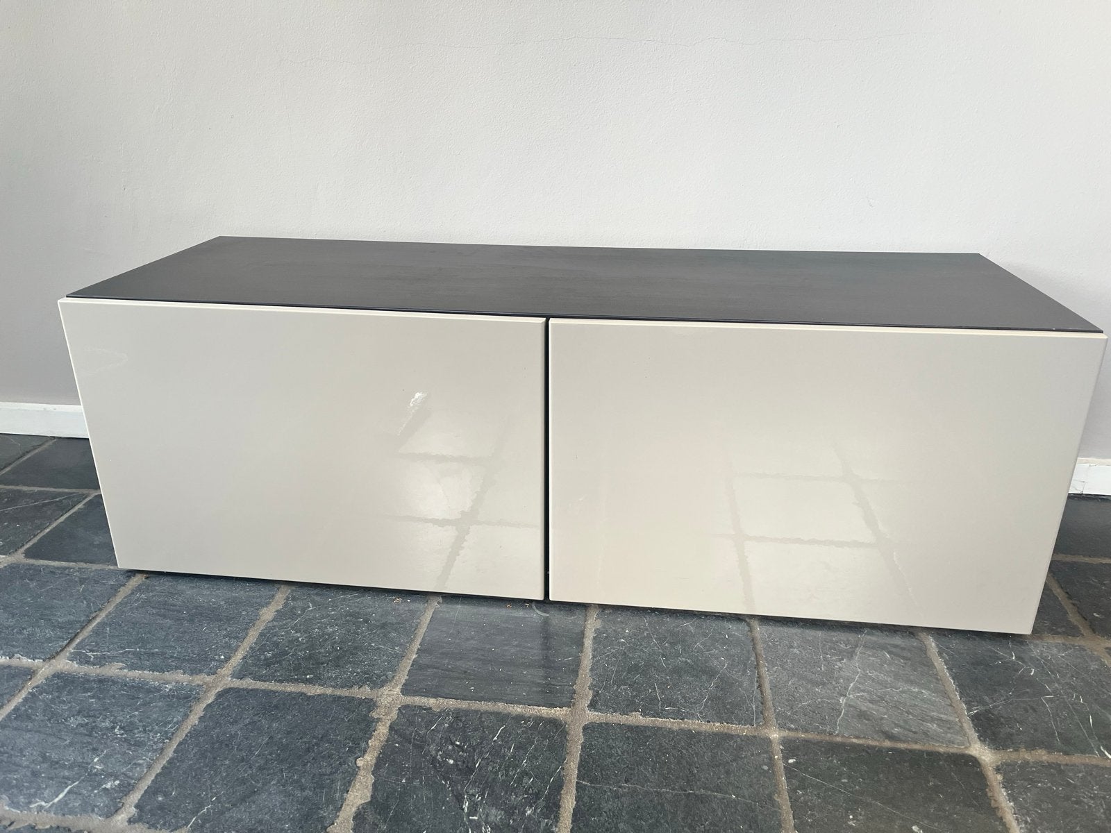 Modern TV-meubel / Dressoir - Crème/Donkerbruin, Ophalen, Overige materialen, Gebruikt, 100 tot 150 cm
