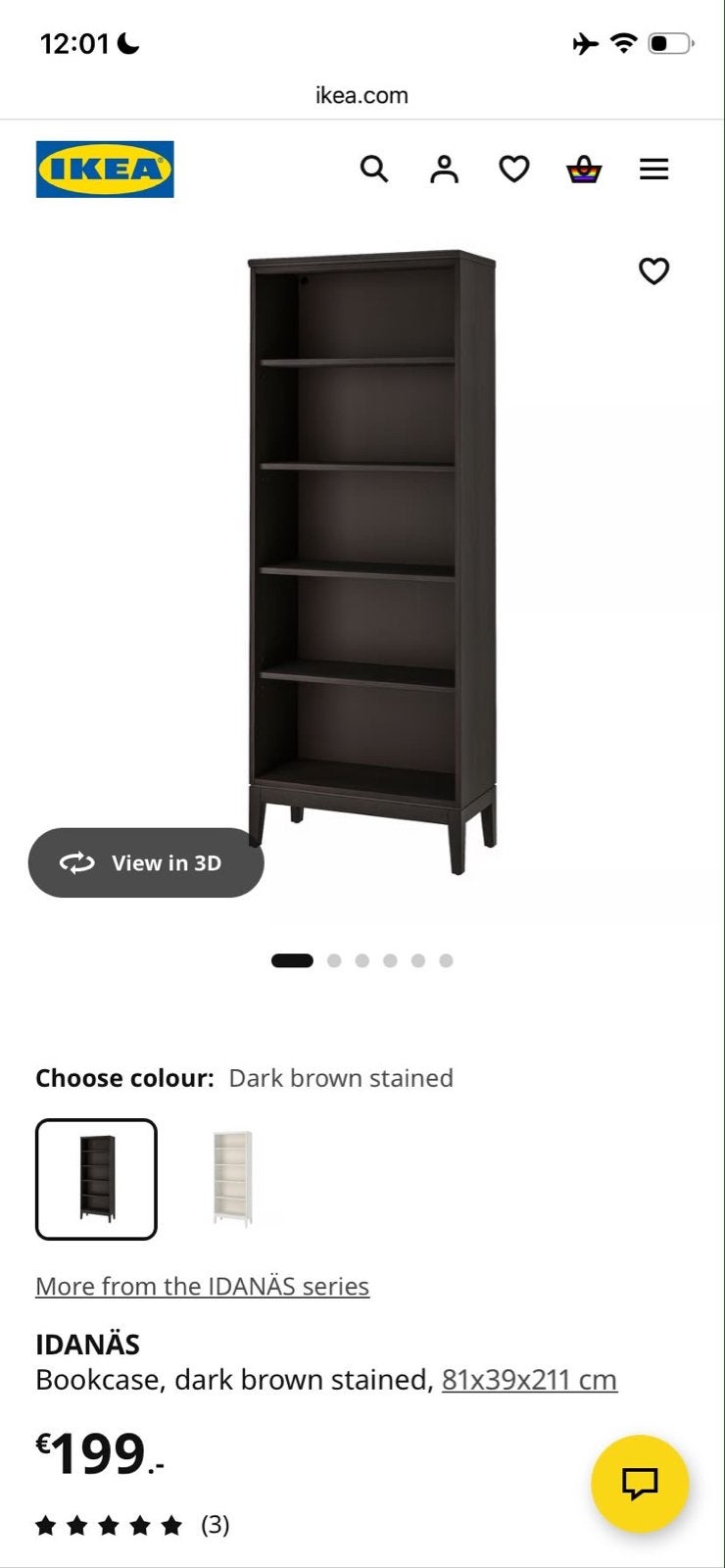 IKEA IDANÄS Boekenkast - Donkerbruin - Zo goed als nieuw, Ophalen, Met plank(en), 200 cm of meer, 50 tot 100 cm