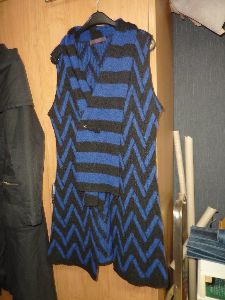 Rimini apart blauw zwart vest met variabele kraag, Verzenden, Zo goed als nieuw, Maat 46/48 (XL) of groter, Blauw