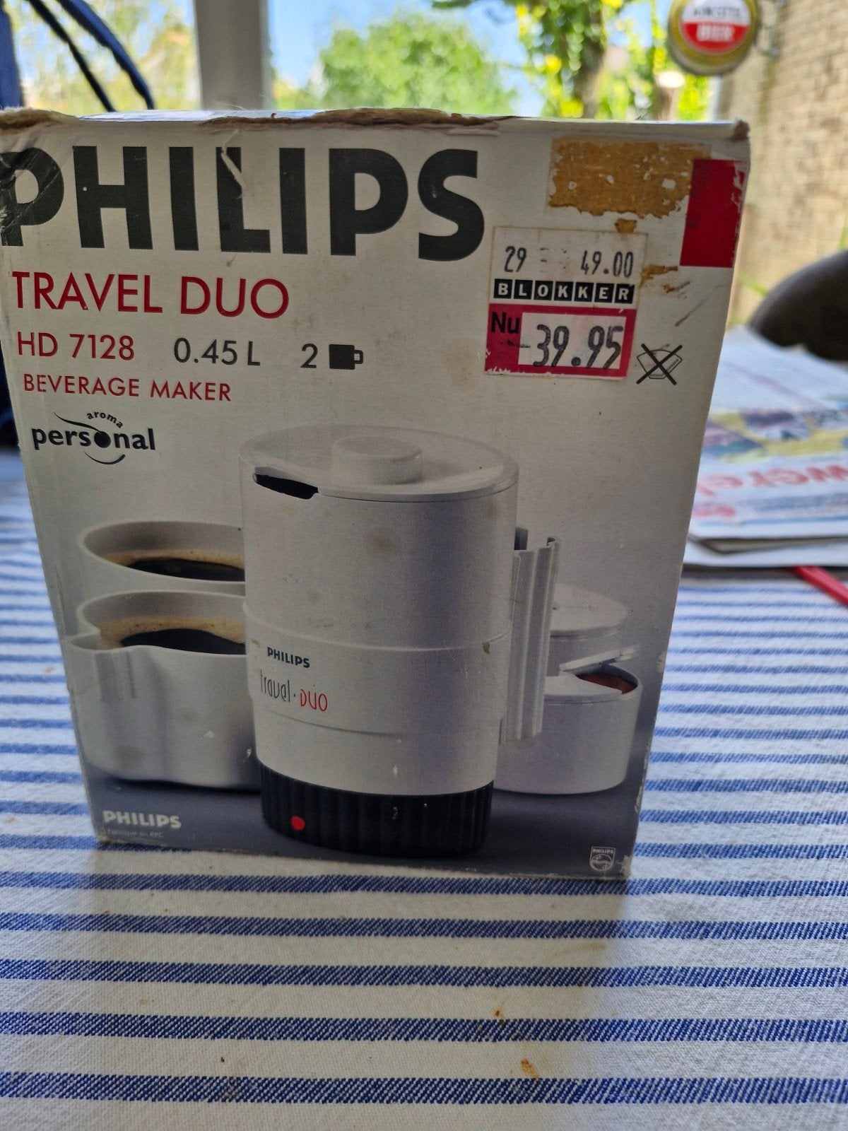 Philips Travel Duo HD 7128 Koffiezetapparaat, Witgoed en Apparatuur, Koffiezetapparaten, Gebruikt, Koffiemachine, Gemalen koffie
