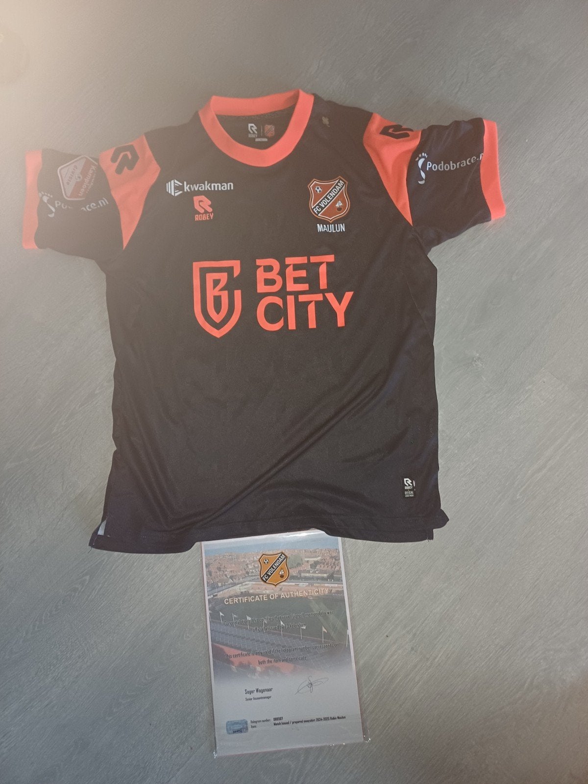match prepared-match issues shirt Volendam Maulun met certif, Ophalen of Verzenden