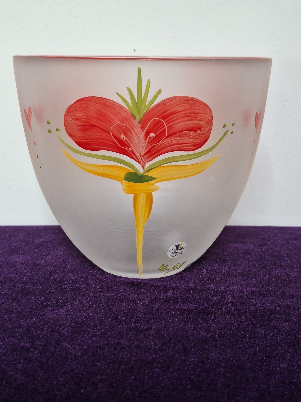 Lena Engman-Glazen Schaal-Hearts serie-gesigneerd, Ophalen of Verzenden