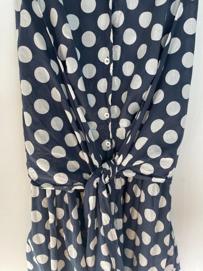 Sofie D’hoore polkadot gedrapeerde jurk blauw wit 36, Blauw, Ophalen of Verzenden, 47 Rue des Petits Carmes Bus 1D, 1000 Bruxelles