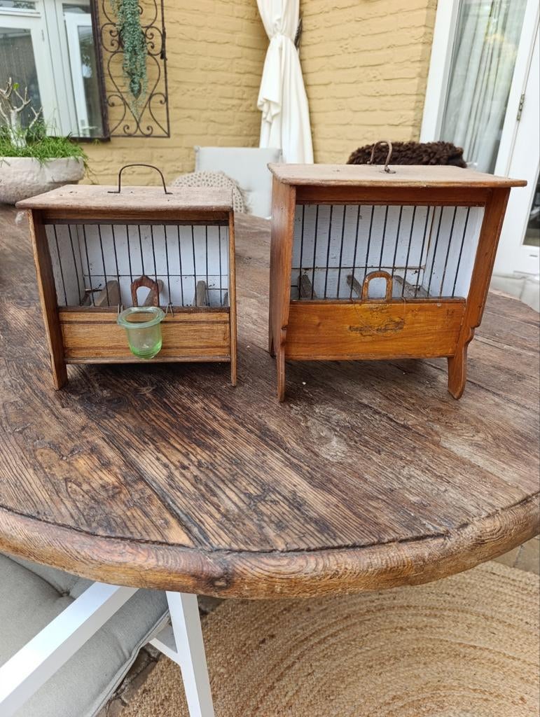 Oud zang kooitje, houten vogelkooitje, Ophalen of Verzenden, Hout, Vogelkooi