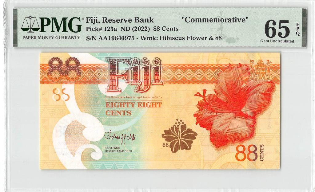 Fiji Islands 88 Cents 2022 Unc PMG 65 EPQ, Ophalen of Verzenden, Los biljet