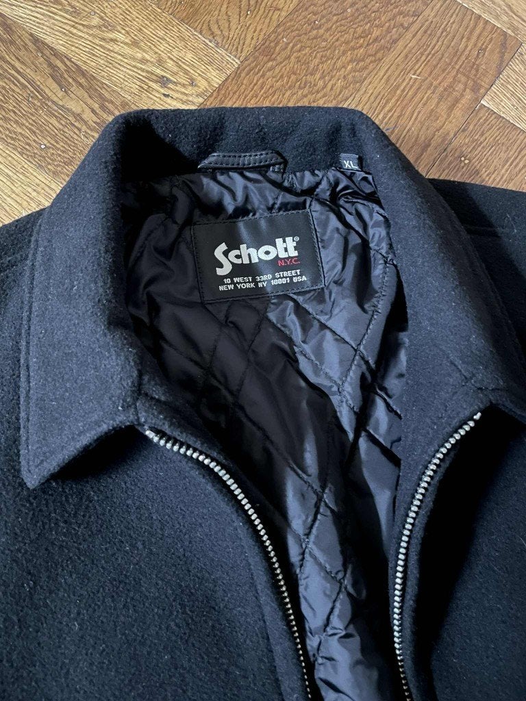 Schott wool-leather varsity jacket, Ophalen of Verzenden, Nieuw, Overige maten, Zwart