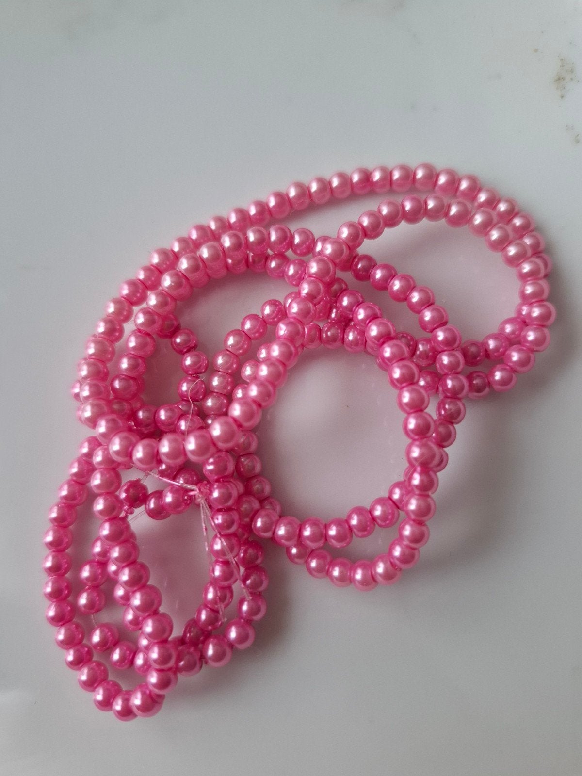 Streng 4 mm glaskralen parels roze kralen, Kraal, -, -, Nieuw