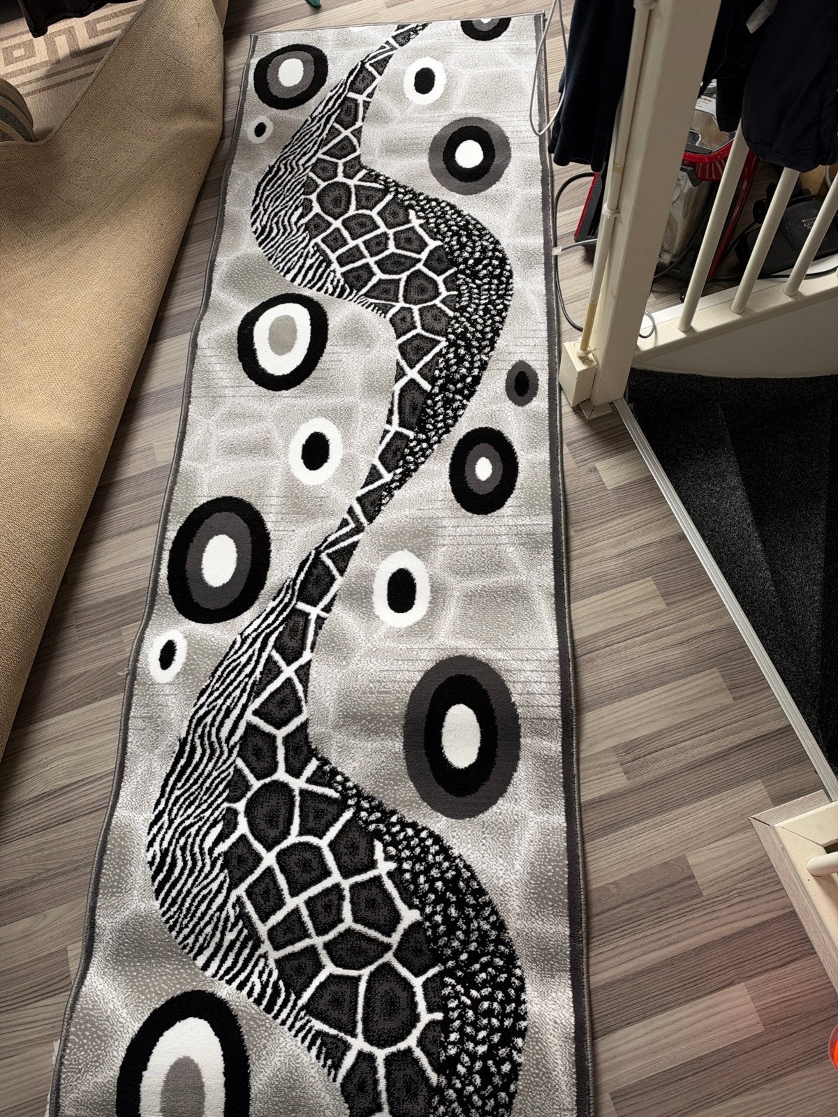 Loper met modern design - 300x80 cm - Nieuwstaat, Grijs, Nieuw, 200 cm of meer, 50 tot 100 cm