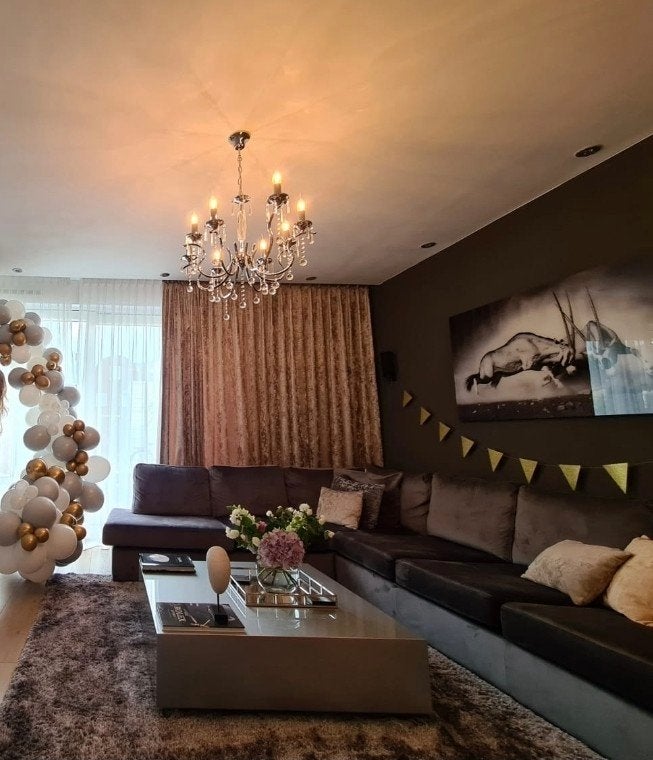 Hoekbank Eric Kuster stijl - Antraciet fluweel, Huis en Inrichting, Ophalen, 100 tot 125 cm, Hoekbank, 300 cm of meer