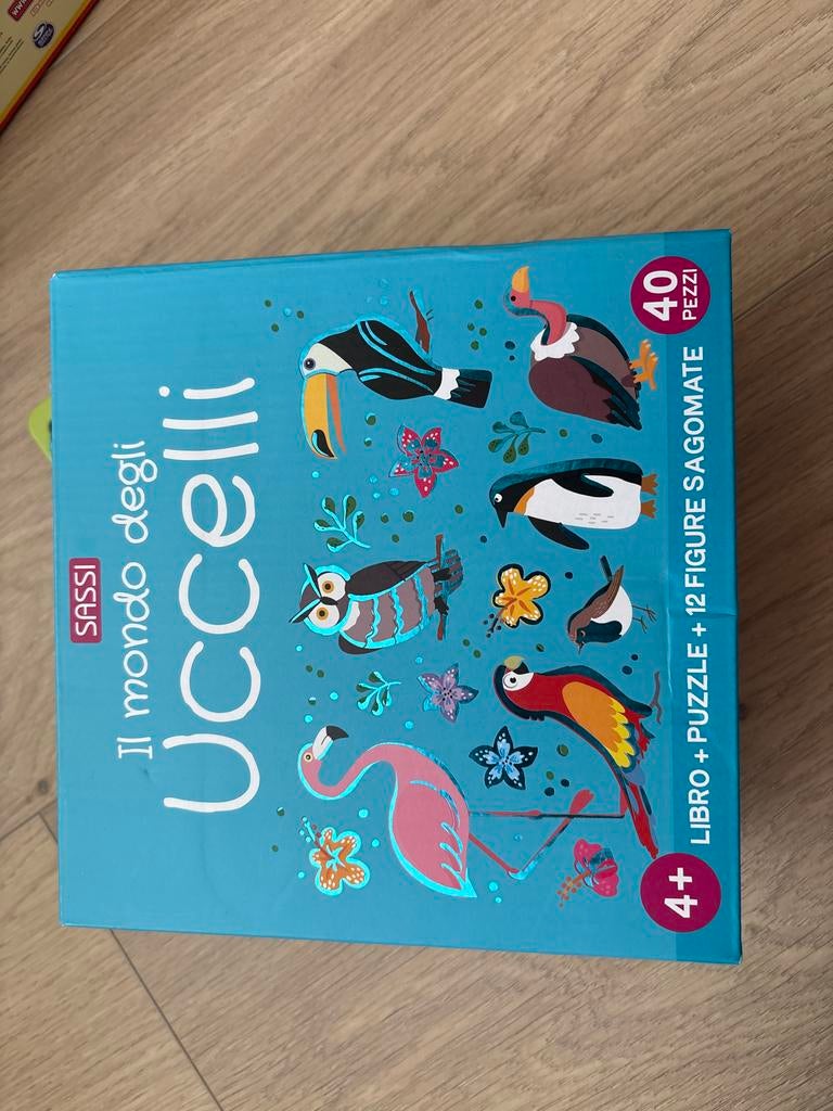 Sassi Il Mondo Degli Uccelli Puzzel & Boek 40 Stukjes, Ophalen of Verzenden, 10 tot 50 stukjes, Nieuw, 4 tot 6 jaar