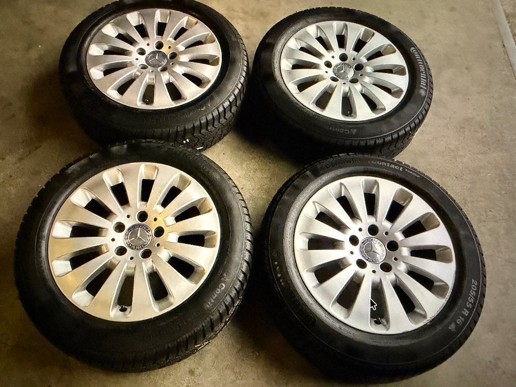 Winterbanden Mercedes W204, c klasse, Auto-onderdelen, Gebruikt, 16 inch, Banden en Velgen, Personenwagen