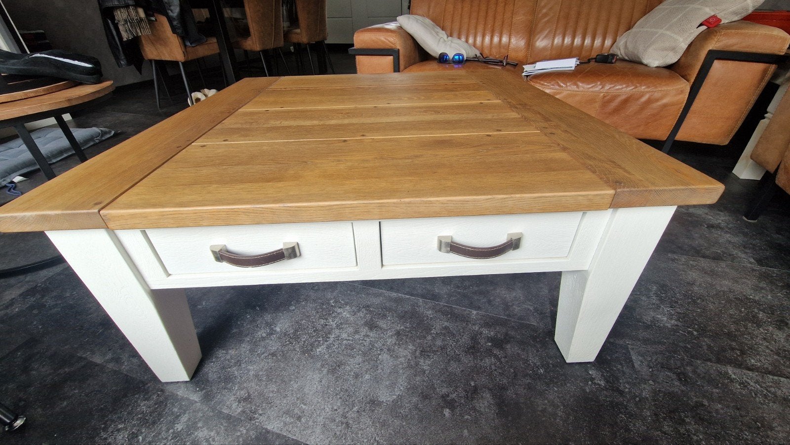Houten salontafel met 4 lades - 100x100x45 cm, Ophalen
