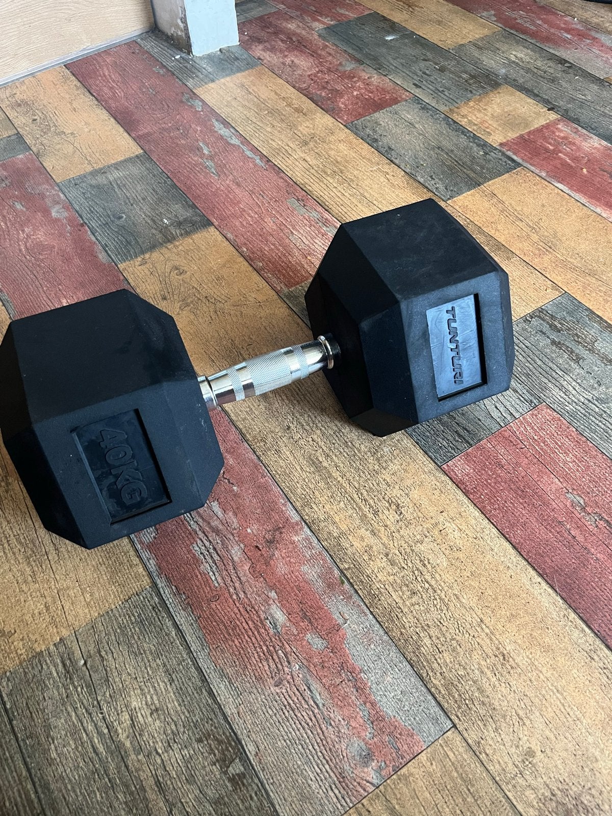 Tunturi Platinum Hex Rubber Dumbbell 40 KG, Ophalen, Gebruikt, Armen, Dumbbell