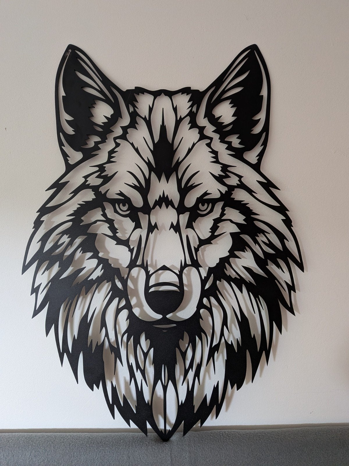 Wanddecoratie hond/wolf, Metaal, Zwart, 60 cm, Decoratieobject