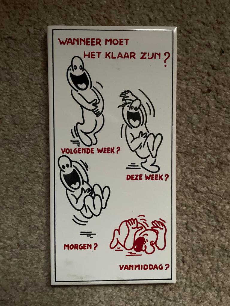 Origineel tegeltje, iemand die niet vooruit te branden is, Ophalen, Nieuw