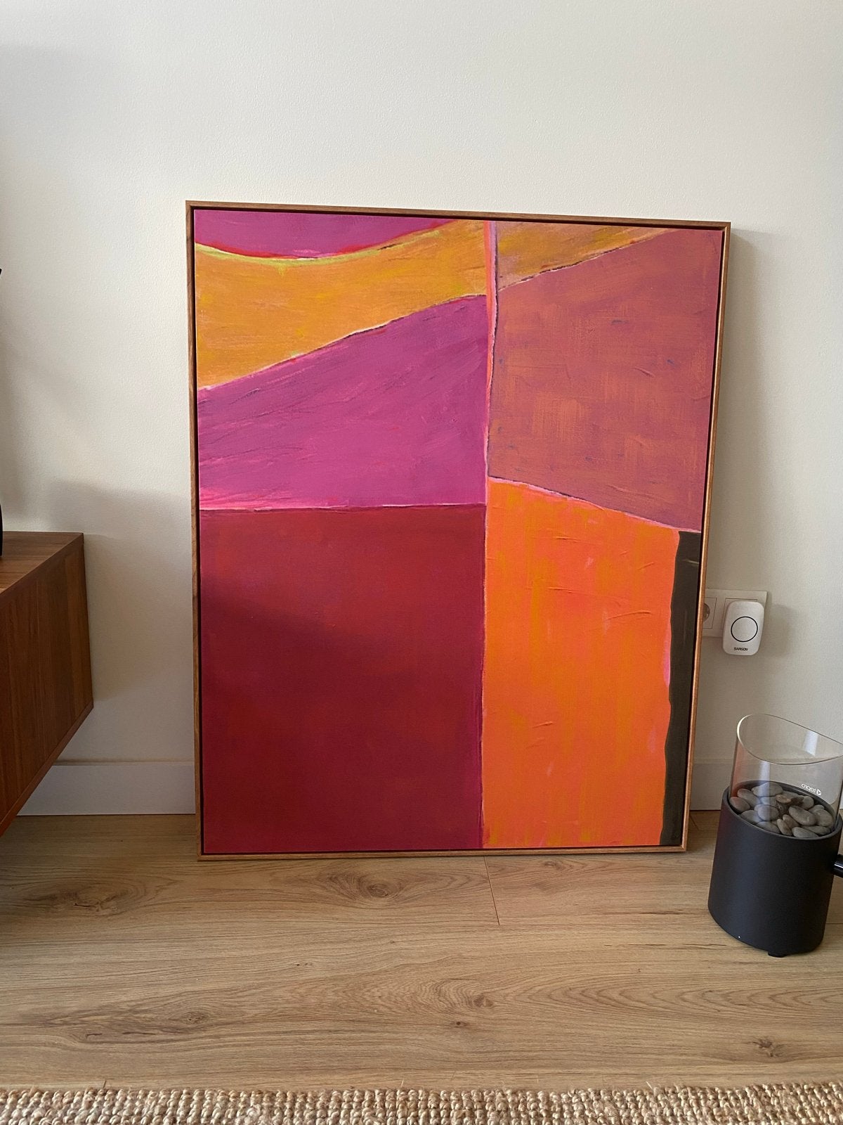 Abstract Schilderij Meerkleurig met Baklijst 80x100 cm, Antiek en Kunst, Kunst | Schilderijen | Abstract, Ophalen