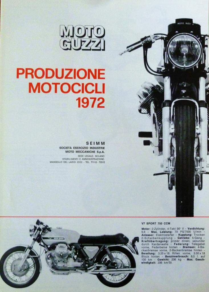 Folder MOTO GUZZI Produzione Motocicli 1972, Motoren, Handleidingen en Instructieboekjes, Ophalen of Verzenden, Moto Guzzi