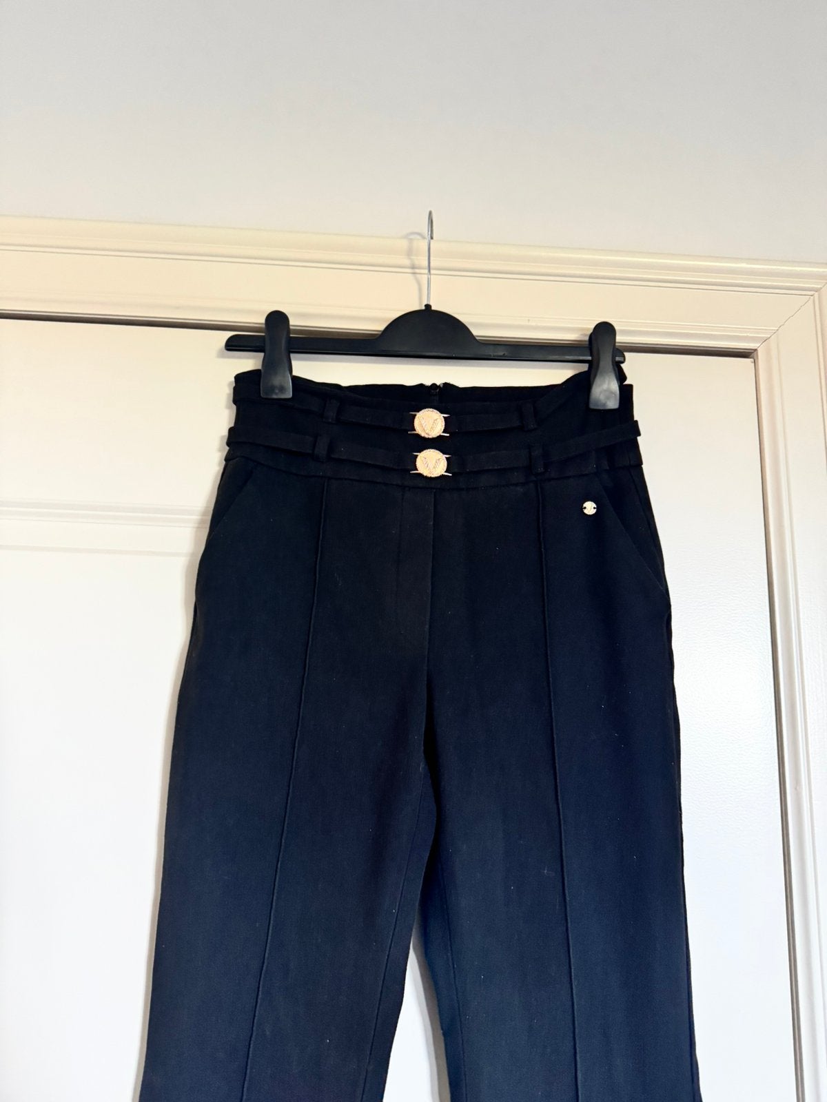 Josh v broek gouden details wide leg maat S, Verzenden, Zwart, Zo goed als nieuw, Maat 36 (S)