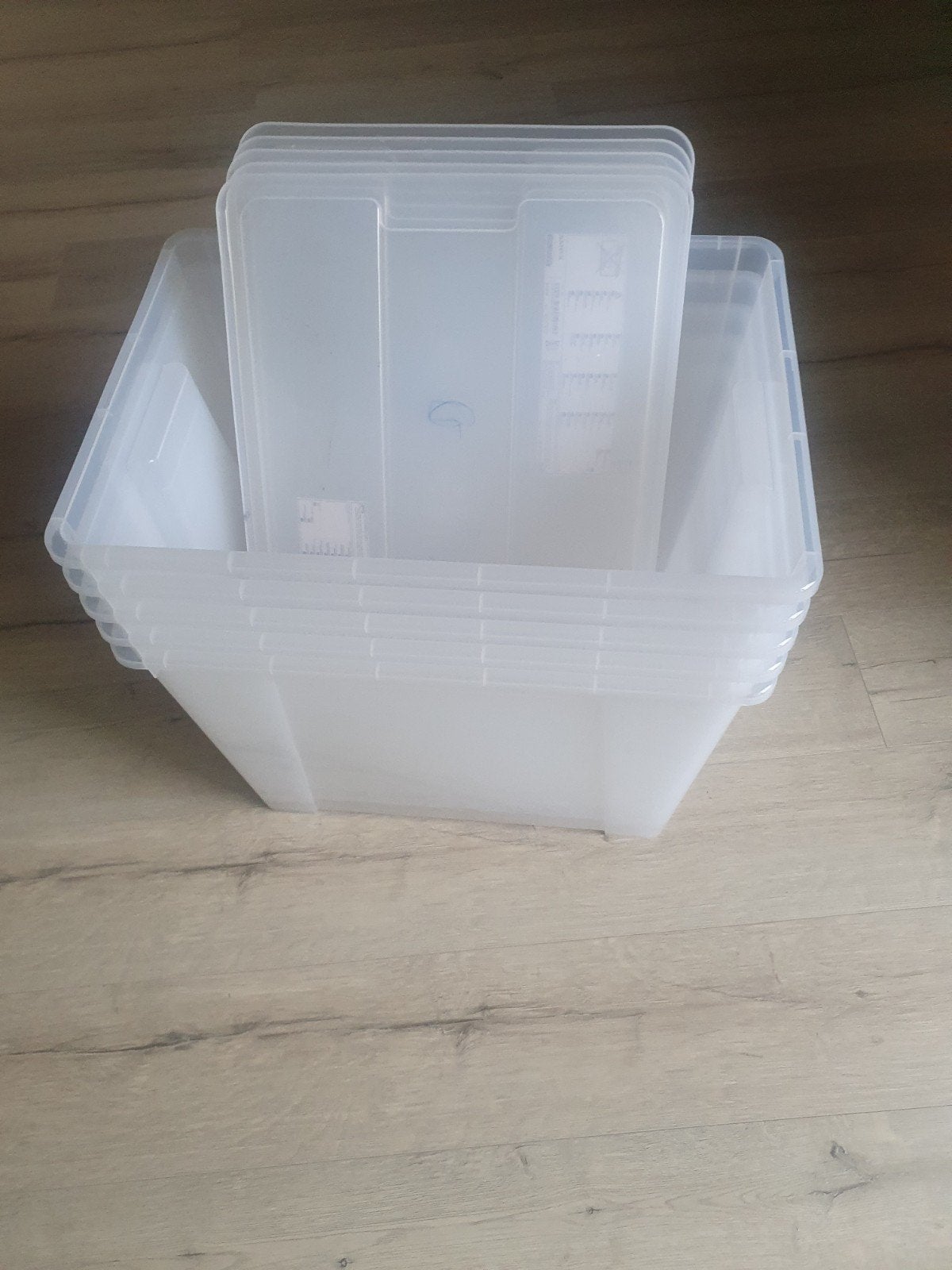 IKEA SAMLA opbergbakken met deksel - 5 stuks, Doe-het-zelf en Verbouw, Kratten en Dozen, Ophalen, Gebruikt, 40 tot 60 cm, 50 tot 75 cm