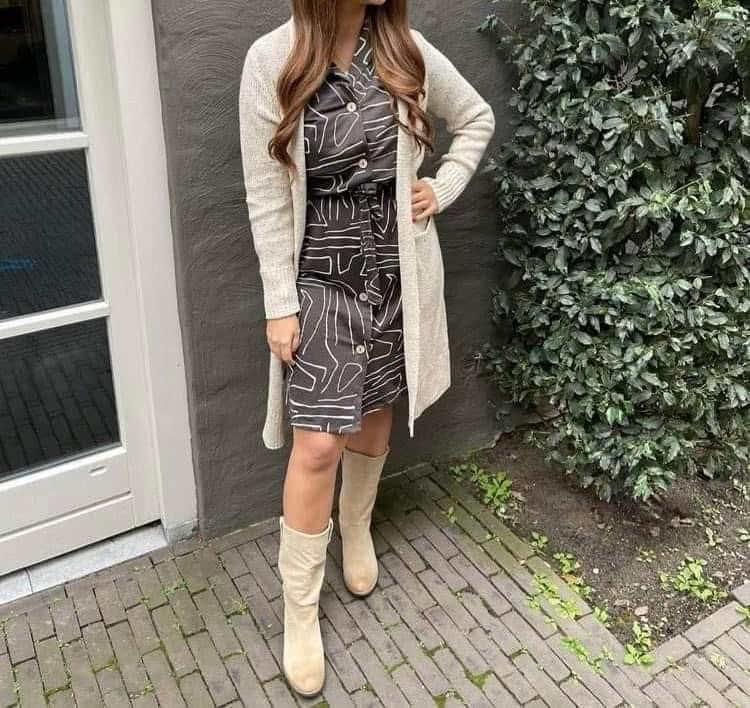Nieuwe Zusss jurk met print grafietgrijs maat S, Kleding | Dames, Ophalen of Verzenden, Nieuw, Maat 36 (S), Grijs