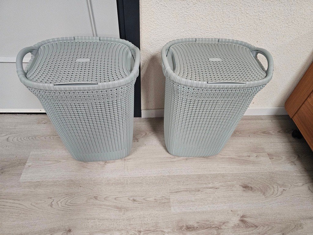 2 curver knit wasmanden voor €20,-, Ophalen, Gebruikt, Wit, Nvt