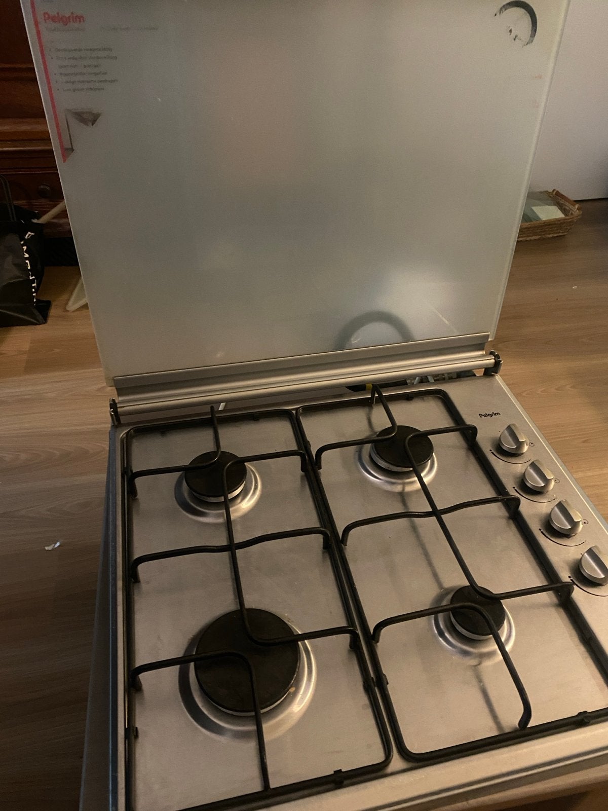 Pelgrim 4-pits gaskookplaat met glazen afdekplaat, Witgoed en Apparatuur, Kookplaten, Ophalen, Gebruikt, 4 kookzones, Gas