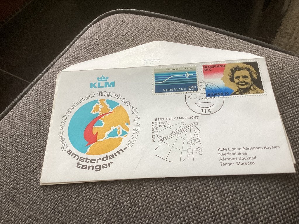 No2577 KLM Amsterdam Tanger 1-4-1979 klein formaat, Postzegels en Munten, Ophalen, Onbeschreven, Nederland