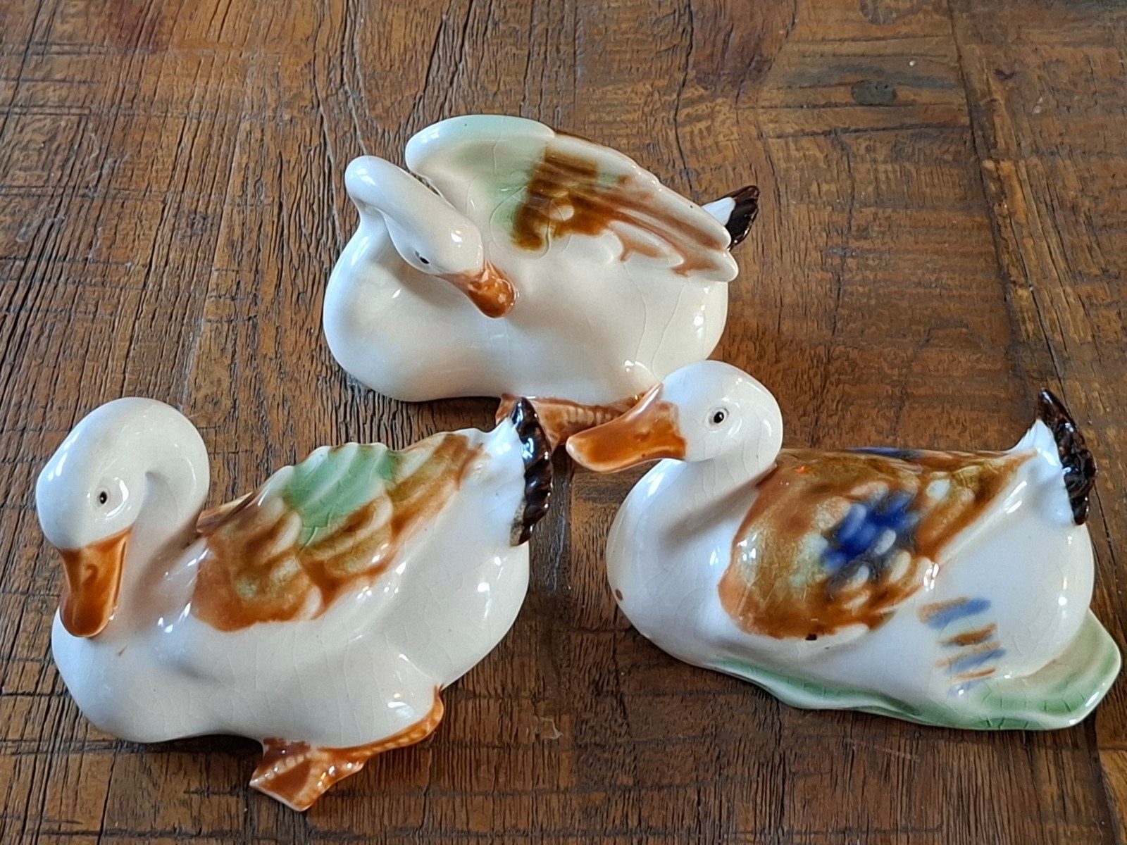 Set van 3 vintage porseleinen eenden beeldjes, Ophalen of Verzenden