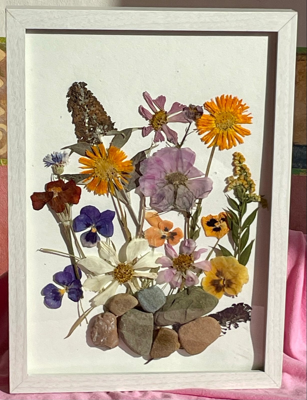 Handgemaakte Muurdecoratie met Gedroogde Bloemen (23x32cm), Huis en Inrichting, Minder dan 50 cm, Oorspronkelijke maker, Overige typen
