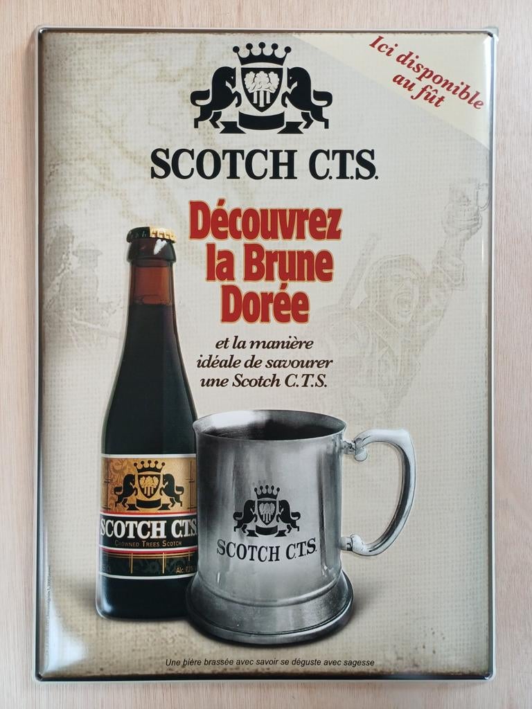 Scotch CTS Bier Origineel Reclamebord Metaal Met Reliéf, Verzamelen, Biermerken, Ophalen, Nieuw, Reclamebord, Plaat of Schild